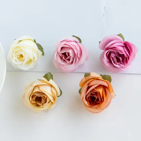 Artificial Rose Flower Heads Silk Rose Buds For DIY Craft Wedding Home Party Floral Decoration Handcrafted Accessories