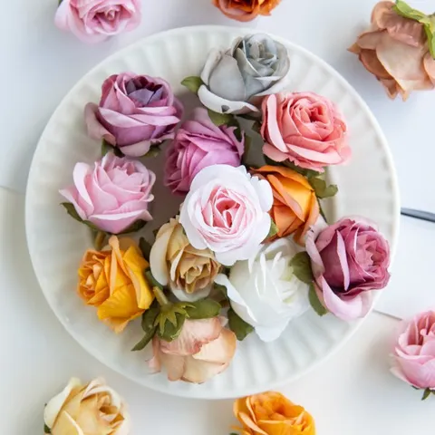 Artificial Rose Flower Heads Silk Rose Buds For DIY Craft Wedding Home Party Floral Decoration Handcrafted Accessories