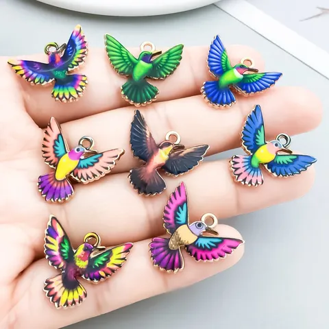 Alloy Hummingbird Charms Colorful Dripping Oil Animal Bird Pendants For DIY Jewelry Making Necklaces Bracelet Accessories