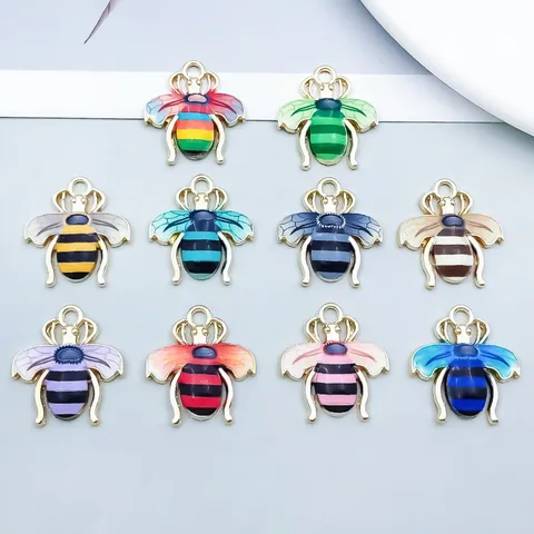 Alloy Enamel Bee Charm Pendants Colorful Insect Animal Charms For DIY Jewelry Making Bracelet Necklace Accessories For Women Girls