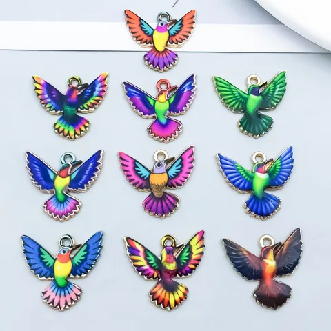 Alloy Hummingbird Charms Colorful Dripping Oil Animal Bird Pendants For DIY Jewelry Making Necklaces Bracelet Accessories