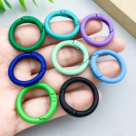 Zinc Alloy Colorful Spray Painted Spring Ring Buckle DIY Jewelry Findings Accessories Round Gate Snap Hook For Keychains Bag Connectors