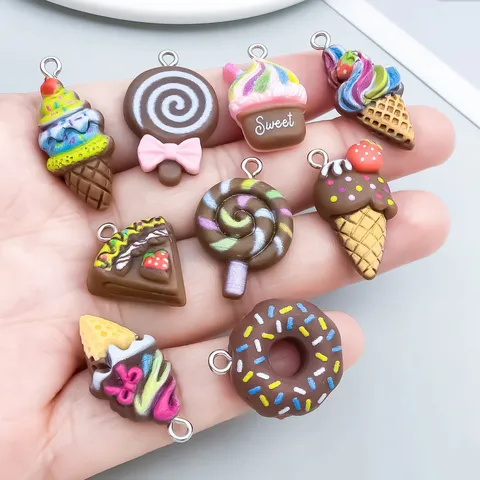 Hars Voedsel Bedeltjes Tekenfilm Donut IJs Taart Koffiekopje Lolly Miniatuur Hangers Voor DIY Ambacht Sieraden Maken Cadeau