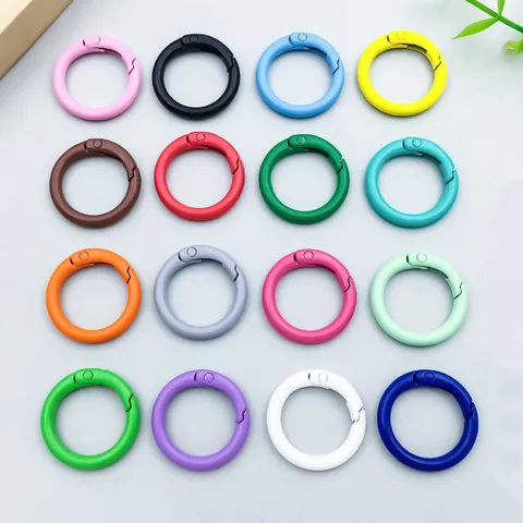 Zinc Alloy Colorful Spray Painted Spring Ring Buckle DIY Jewelry Findings Accessories Round Gate Snap Hook For Keychains Bag Connectors