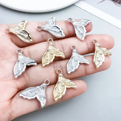 Mermaid Tail Pearl Pendants Zinc Alloy Fish Tail Charms Jewelry Making DIY Necklace Bracelet Accessories For Women