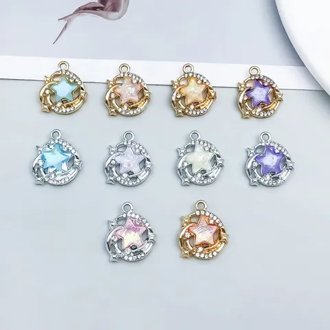 Ciondoli a Stella Marina in Resina Colorata Strass Charm Stella di Mare Lega di Zinco Accessori Gioielli Fai da Te