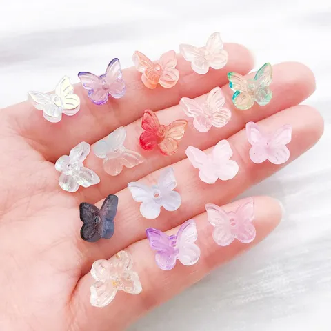 Gradient Lampwork Glass Butterfly Beads Transparent Gold Foil Large Hole Beads For DIY Jewelry Making Bracelet Necklace Pendant Accessories