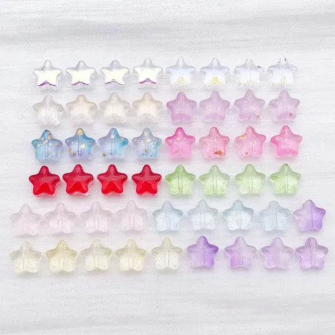 Colorful Transparent Gold Splashed Glass Star Beads 8mm Pentagram Large Hole Spacer Beads For DIY Jewelry Making Bracelet Findings