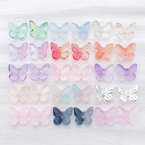 Gradient Lampwork Glass Butterfly Beads Transparent Gold Foil Large Hole Beads For DIY Jewelry Making Bracelet Necklace Pendant Accessories