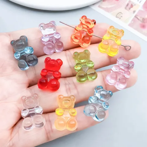Transparent Acrylic Gummy Bear Charms Multicolor Cartoon Animal Pendants For DIY Bracelet Necklace Jewelry Making Accessories