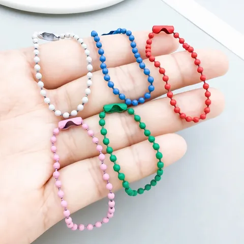 Colorful Zinc Alloy Ball Chain For DIY Jewelry Making Painted Metal Round Bead Chain Pendant Hanging Accessory Handmade Tags