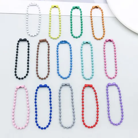 Colorful Zinc Alloy Ball Chain For DIY Jewelry Making Painted Metal Round Bead Chain Pendant Hanging Accessory Handmade Tags
