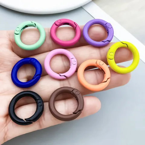 Colorful Painted Zinc Alloy Round Spring Ring Clasp O-Ring Open Gate Buckle Hook Wholesale For DIY Keychain Pendant Jewelry Making Findings Craft Accessories