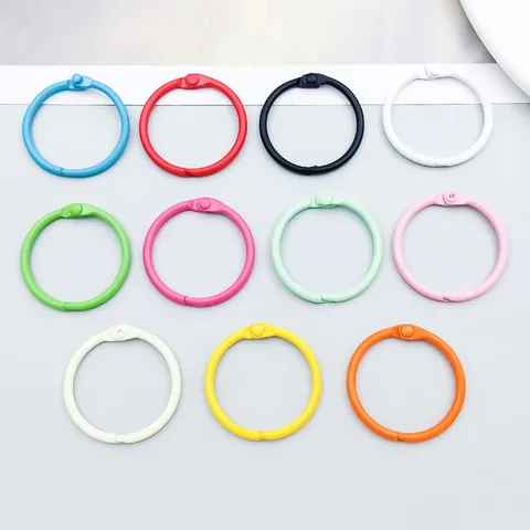 Colored Zinc Alloy Painted Binder Rings Keychain Pendant DIY Handcrafted Jewelry Findings Accessory Loop Hoop