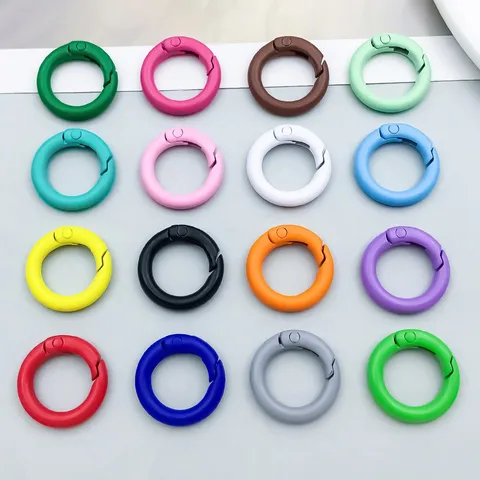 Colorful Painted Zinc Alloy Round Spring Ring Clasp O-Ring Open Gate Buckle Hook Wholesale For DIY Keychain Pendant Jewelry Making Findings Craft Accessories