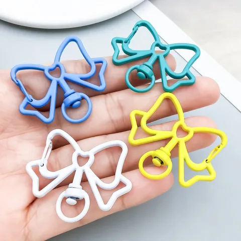 Zinc Alloy Spray Painted Bowknot Keychain Clasp Colorful Baked Paint Ribbon Lobster Clip DIY Jewelry Finding Accessory