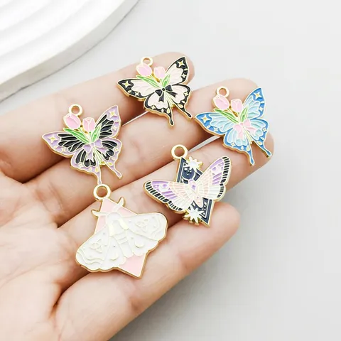 Enamel Butterfly Charms Mixed Colors Zinc Alloy Insect Pendants For DIY Bracelet Necklace Jewelry Making Accessories