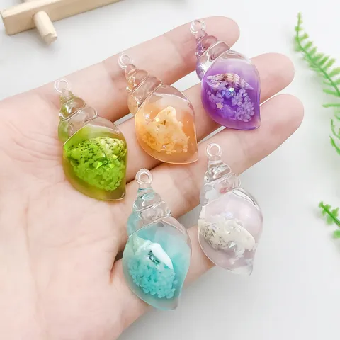 Transparent Luminous Resin Sea Snail Charms Pendants Ocean Theme Shell Jewelry Accessories For DIY Necklace Bracelet Making