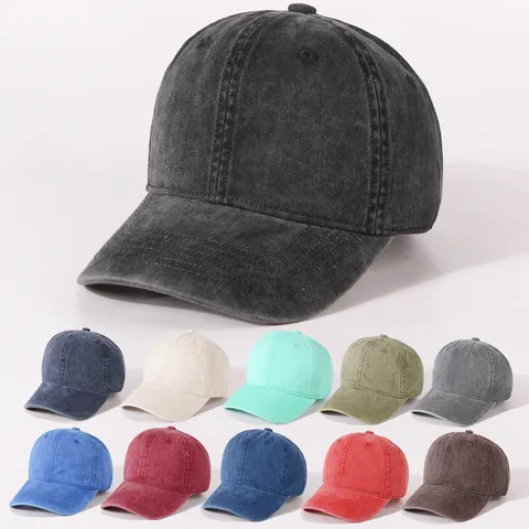 Unisex Gewaschene Baumwolle Baseballcap Einfarbig Verstellbar Outdoor Sonnenschutz Dad Hat Freizeitmütze Für Damen Herren