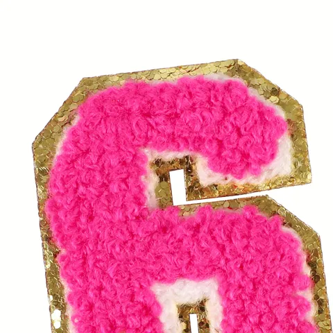 DIY Iron On Towel Embroidery Number Patches Gold Glitter Border Applique For Clothing Bags Repair Decorative Craft Patch