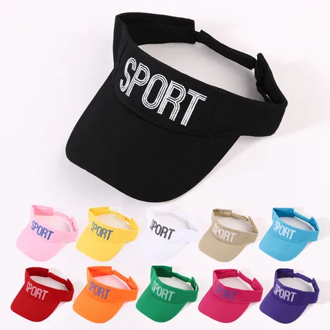 Visière de Sport en Coton Unisexe Ajustable Plein Air Course Chapeau de Soleil Lettre Brodée Été Décontracté Casquette Vide