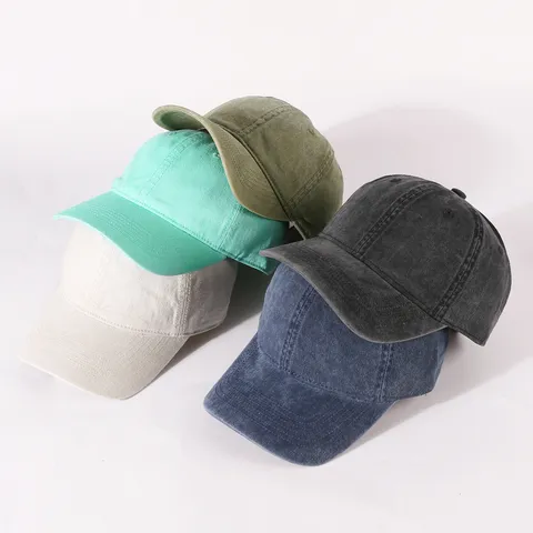 Unisex Gewaschene Baumwolle Baseballcap Einfarbig Verstellbar Outdoor Sonnenschutz Dad Hat Freizeitmütze Für Damen Herren