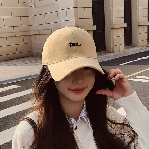 Casual Baumwolle Baseballkappe Damen Buchstaben Stickerei Sonnenschutz Verstellbar Dad Hat