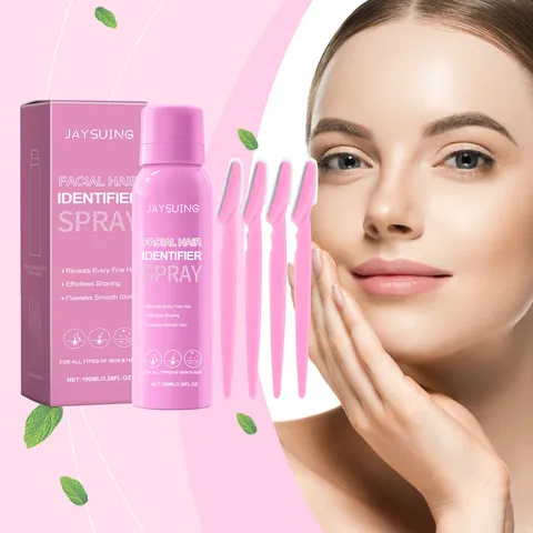Jaysuing Facial Hair Identification Spray Gentle Skin Cleansing Hair Removal Spray With Eyebrow Razors