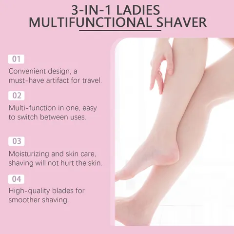 Womens Electric Shaver Multifunctional Portable Hair Removal Device Gentle Body Groomer Shaving Travel Kit
