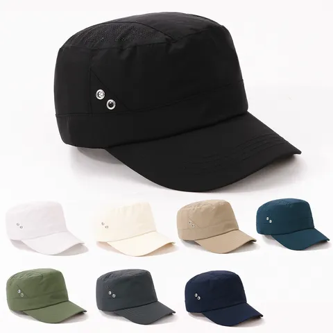 Unisex Outdoor Hiking Flat Top Cap Nylon Breathable Sun Protection Plain Baseball Military Hat Casual Sports Cap