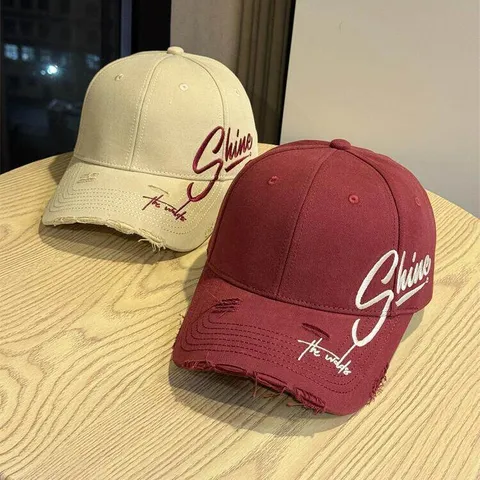 Damen Casual Baumwolle Baseballkappe Vintage Distressed Buchstabenbestickung Verstellbarer Sonnenschutz Outdoor Dad Hat