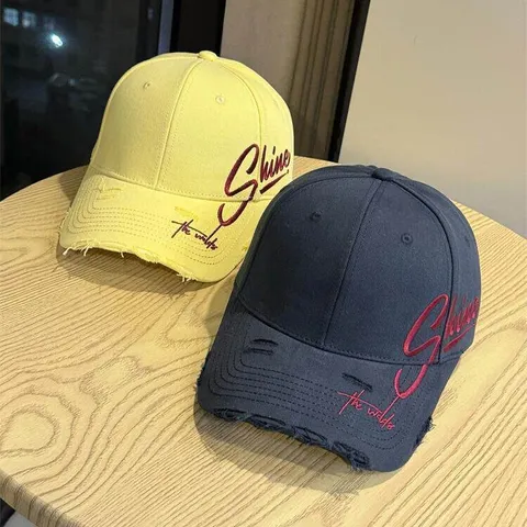 Damen Casual Baumwolle Baseballkappe Vintage Distressed Buchstabenbestickung Verstellbarer Sonnenschutz Outdoor Dad Hat