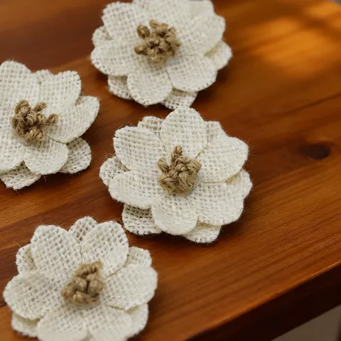 Natural Linen Fabric Daisy Lace Trim Applique Handmade Sewing Craft Hat Clothing Decorative Accessories