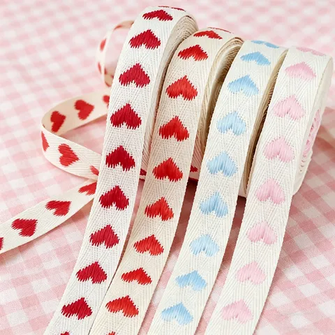 Nastro Jacquard Cuore Per San Valentino Matrimonio Confezione Regalo Nastro in Tessuto di Cotone Decorativo Per Artigianato DIY