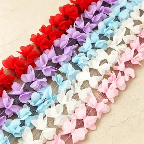 Butterfly Chiffon Lace Trim Mesh Ribbon For DIY Handcrafted Gifts Wrapping Wedding Sewing Accessories