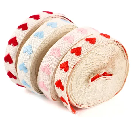 Nastro Jacquard Cuore Per San Valentino Matrimonio Confezione Regalo Nastro in Tessuto di Cotone Decorativo Per Artigianato DIY