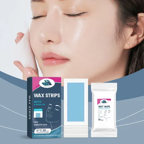 Bandes de Cire Dépilatoires pour le Visage pour Femmes Kit d'Épilation Doux avec Lingettes Apaisantes Soin de la Peau Lisse Portable