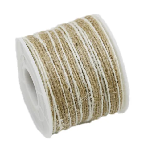 Natural Jute Burlap Ribbon With White Lace Trim Vintage Craft Fabric For Gift Wrapping Wedding Party DIY Decoration