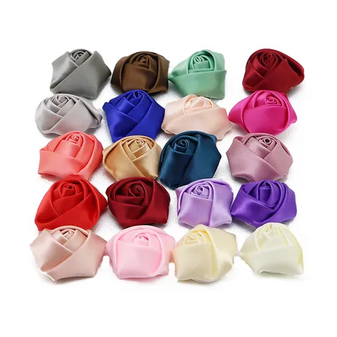 DIY 3D Flores de Brote de Rosa Color Mixto Adornos de Cinta Hechos a Mano Para Diadema Hogar Boda Fiesta Decoración de Manualidades
