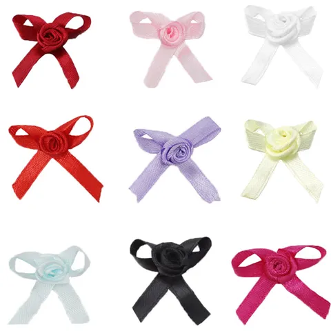 Lazos de Rosa de Cinta de Poliéster Lazos de Tela Hechos a Mano Aplique de Lazo para Envoltorio de Regalos de Navidad Accesorios para el Cabello Manualidades