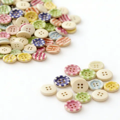 Mixed Painted Wooden Buttons Round Four Hole Wood Buttons For Sewing Clothes DIY Craft Festival Home Decoration