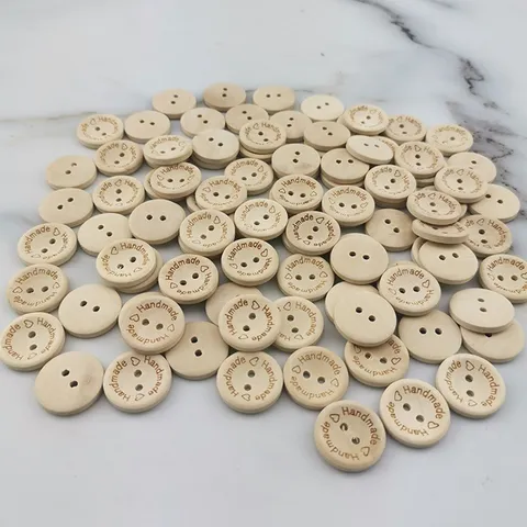 20mm 2 Holes Wooden Buttons Bowl Shaped Handmade Wood Buttons For DIY Sewing Craft Scrapbooking Garment Accessories