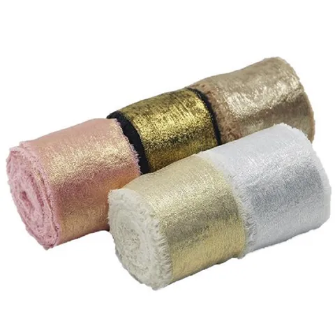 Gold Stamping Plush Ribbon Fabric Trim For Sewing Wedding Party Decoration And Creative DIY Craft Gift Wrapping