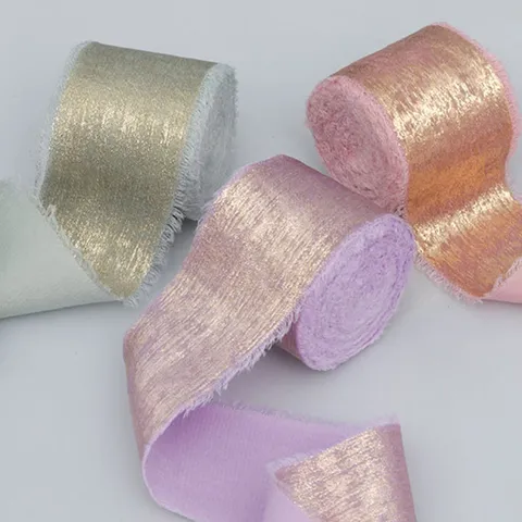 Gold Stamping Plush Ribbon Fabric Trim For Sewing Wedding Party Decoration And Creative DIY Craft Gift Wrapping