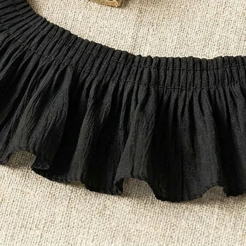 Chiffon Lace Trim Pleated Fabric Ribbon For Sewing Wedding Dress Garment Craft DIY Decoration White Beige Black