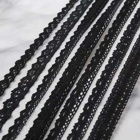 Black Cotton Lace Trim Ribbon Fabric For DIY Clothing Sewing Wedding Decoration And Gift Wrapping Craft Accessories