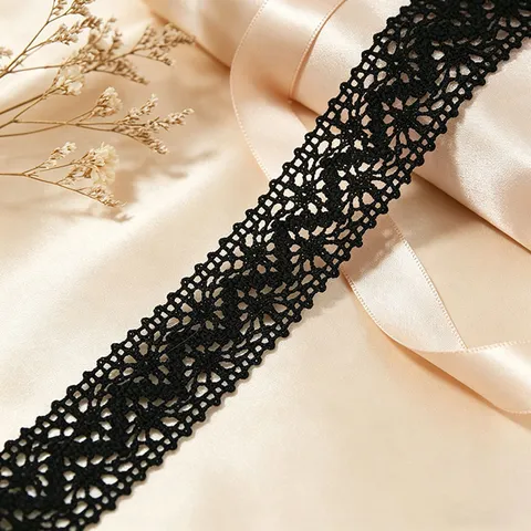 Black Cotton Lace Trim Ribbon Fabric For DIY Clothing Sewing Wedding Decoration And Gift Wrapping Craft Accessories