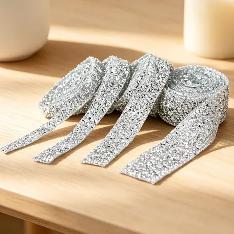 Sewing Decorative Crystal Rhinestone Hot Fix Glass Drill Trim Ribbon With Backing For DIY Garment Craft Accessories