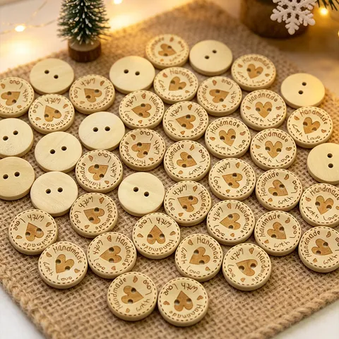 Natural Wood Buttons Heart Shaped Bowl Shaped Printed Sewing Buttons For Clothes DIY Craft Handmade Decor Accessories