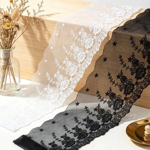 Polyester Embroidered Lace Trim Fabric Floral Net Yarn Ribbon For Sewing Garment Accessories DIY Craft Home Decor